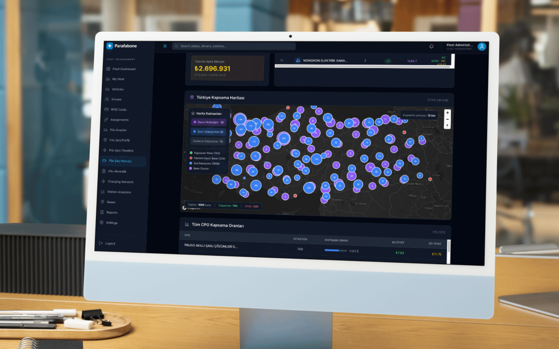 Şarj haritası ve kapsama analizi